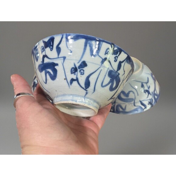 "Jing De Gu Yao" Set Of 4 Antique Chinese Blue and White Porcelain Bowls Marked - Picture 5 of 11